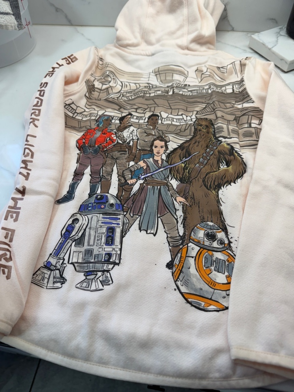 Star Wars Pale Pink Character Graphic Travel Hoodie Bag kids size